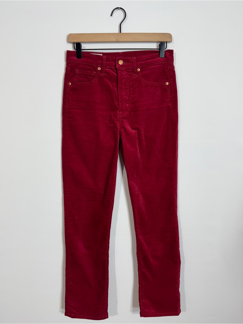 WJ301 {GAP} "Vintage Slim High Rise" Red Velvet Straight Leg Jeans Pants